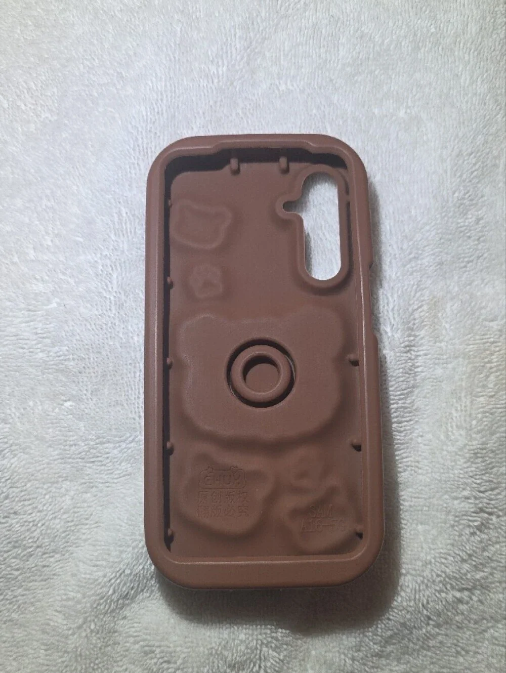 Cute Bear Silicone Phone Case in Brown with Pink Accents